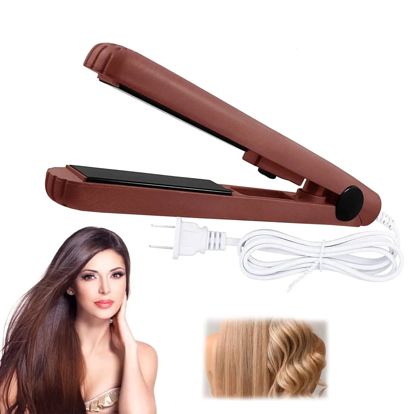 Mini Ceramic Hair Straightener and Curling Iron