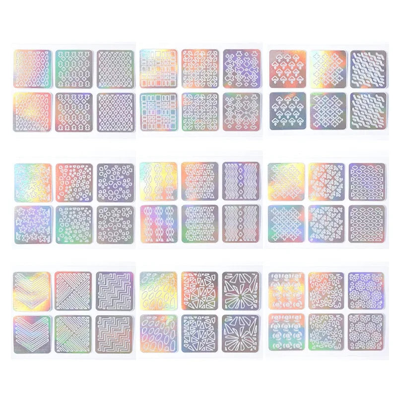 DIY Nail Art Sticker Set: 3D Laser, Hollow Design 24 sheets